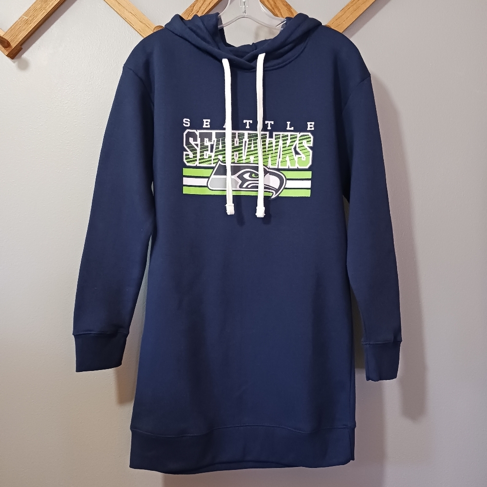 💚💙🏈Seattle Seahawks Navy Hoodie Dress Youth Small🏈💙💚
